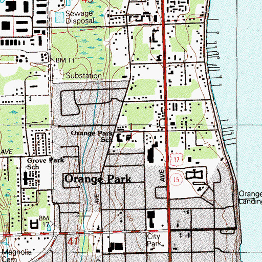 Topographic Map of Orange Park Elementary School, FL