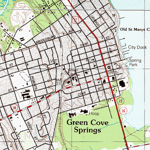 Topographic Map of Green Cove Springs Elementary School, FL