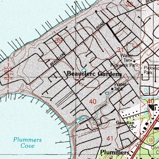 Topographic Map of Beauclerc, FL
