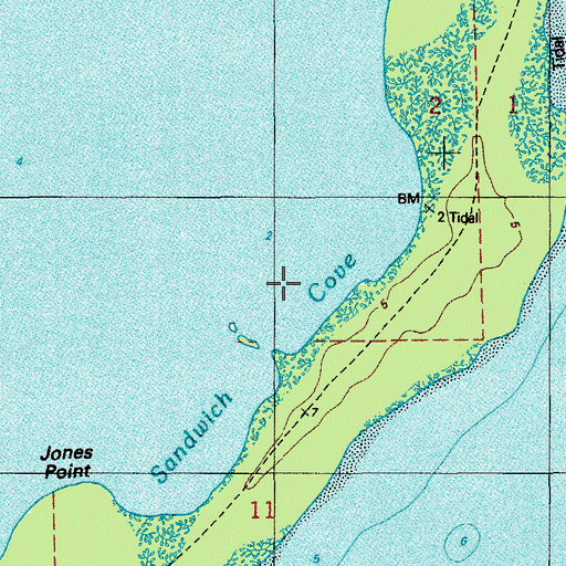 Topographic Map of Sandwich Cove, FL
