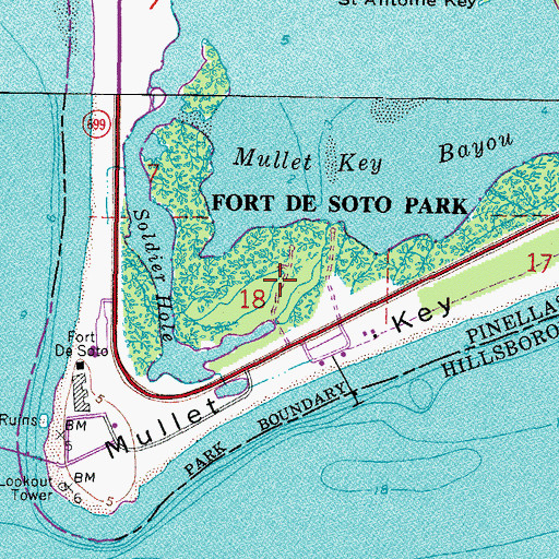Topographic Map of De Soto Monument, FL