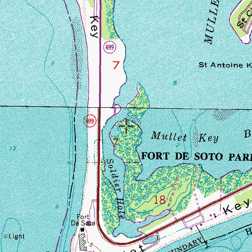 Topographic Map of De Soto Point, FL