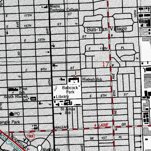 Topographic Map of Hialeah Elementary School, FL