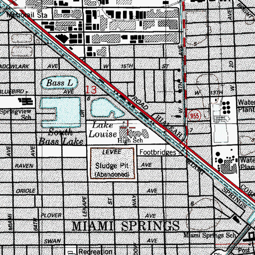 Topographic Map of Miami Springs Senior High School, FL