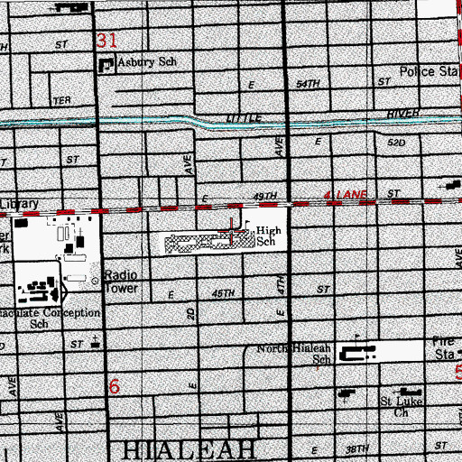 Topographic Map of Hialeah Senior High School, FL