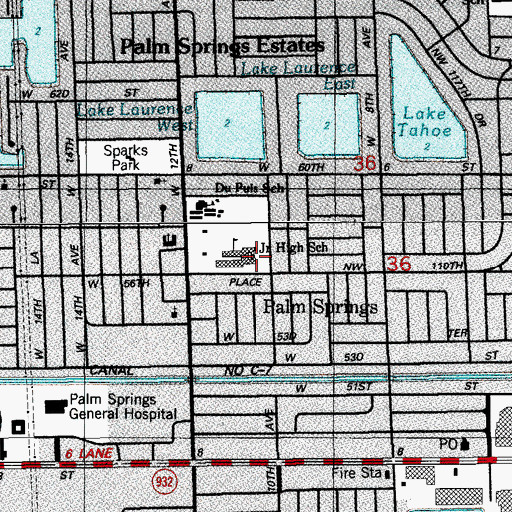 Topographic Map of Palm Springs Middle School, FL
