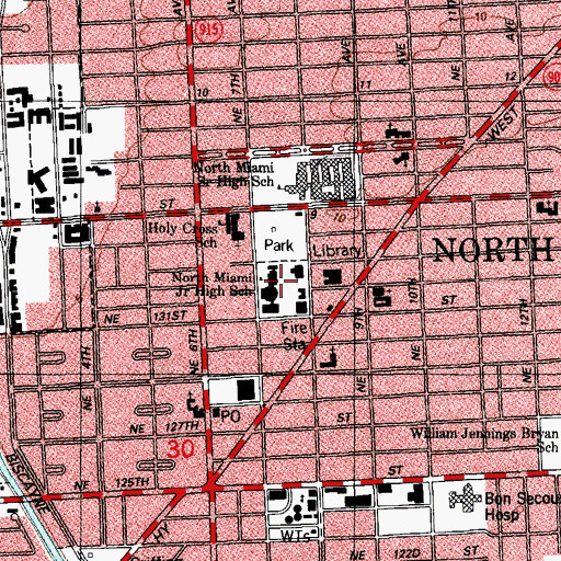 Topographic Map of North Miami Senior High School, FL