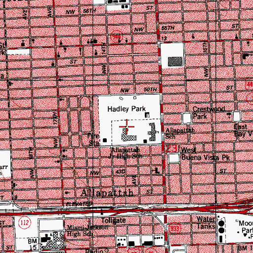 Topographic Map of Allapattah Middle School, FL