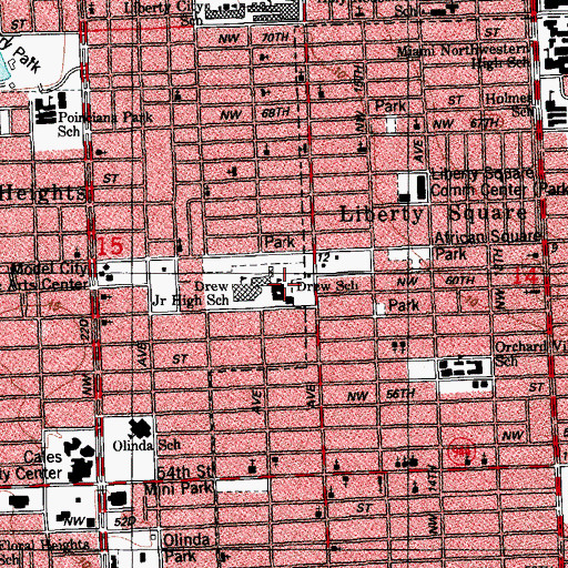 Topographic Map of Charles R Drew K - 8 Center, FL