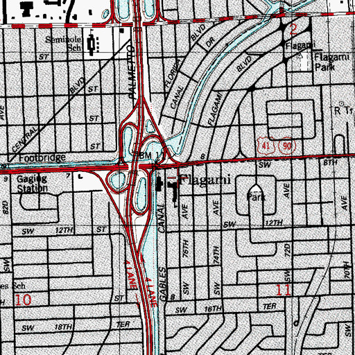 Topographic Map of Flagami Elementary School, FL