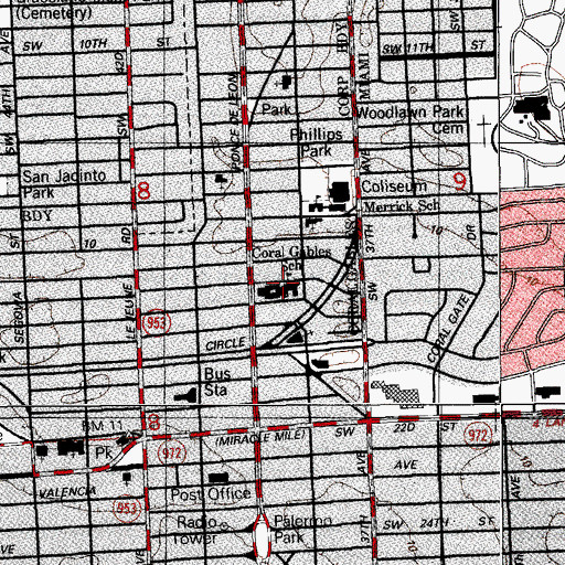 Topographic Map of Coral Gables Elementary School, FL