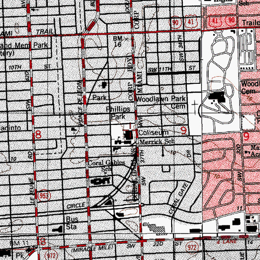 Topographic Map of Merrick Special Education Center, FL