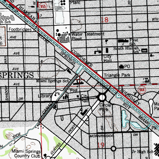 Topographic Map of Miami Springs Elementary School, FL