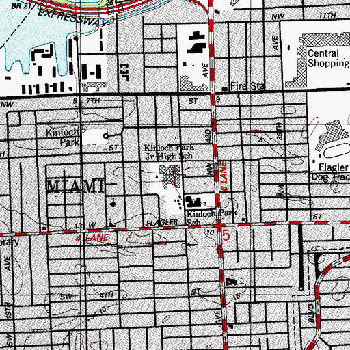 Topographic Map of Kinloch Park Junior High School, FL