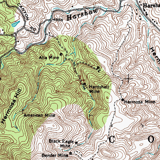 Topographic Map of Hardshell Mine, AZ