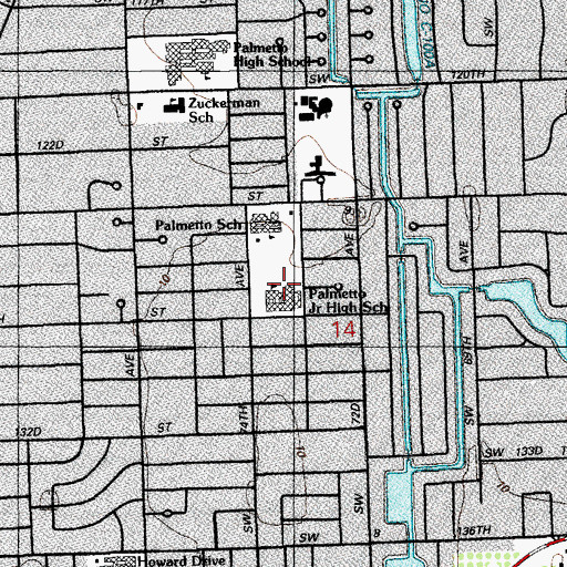 Topographic Map of Palmetto Middle School, FL