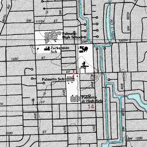 Topographic Map of Palmetto Elementary School, FL