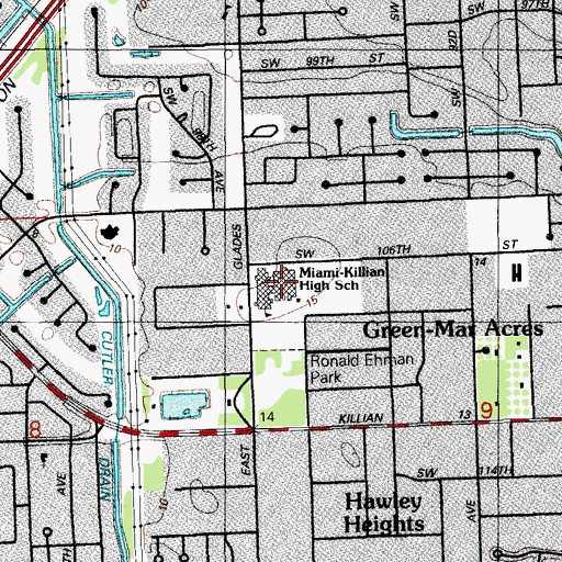 Topographic Map of Miami Killian Senior High School, FL