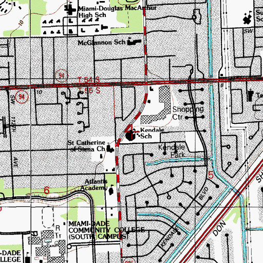 Topographic Map of Kendale Elementary School, FL