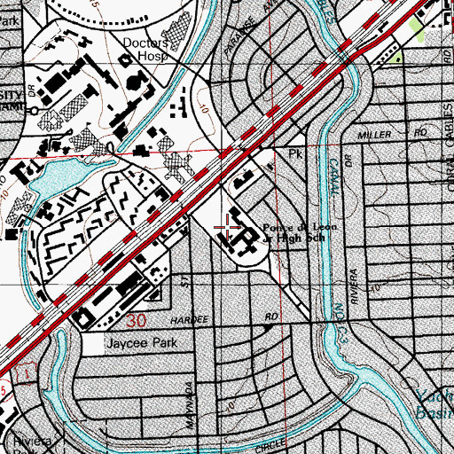 Topographic Map of Ponce de Leon Middle School, FL