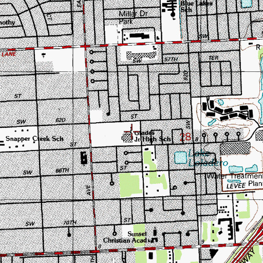 Topographic Map of Glades Middle School, FL