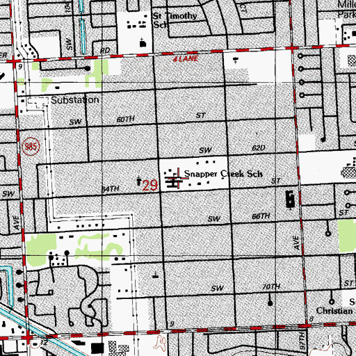 Topographic Map of Snapper Creek Elementary School, FL