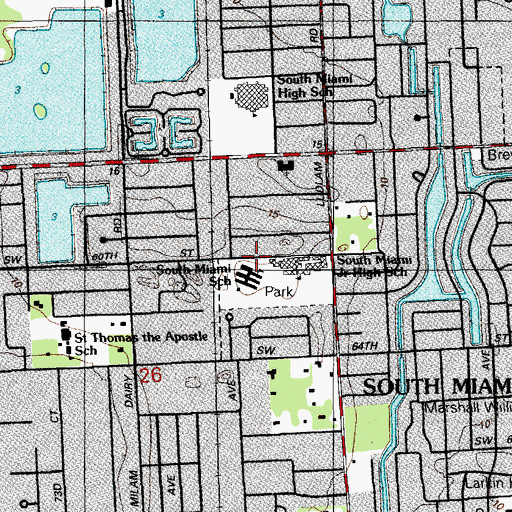 Topographic Map of South Miami K - 8 Center, FL