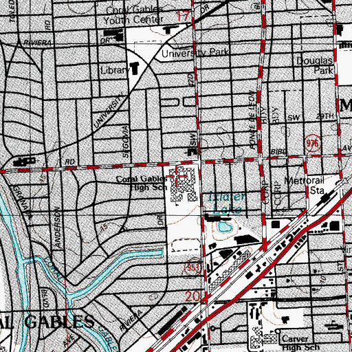 Topographic Map of Coral Gables Senior High School, FL