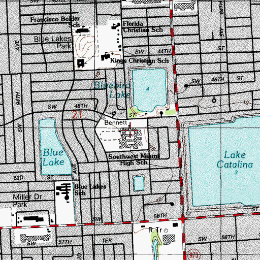 Topographic Map of Southwest Miami Senior High School, FL