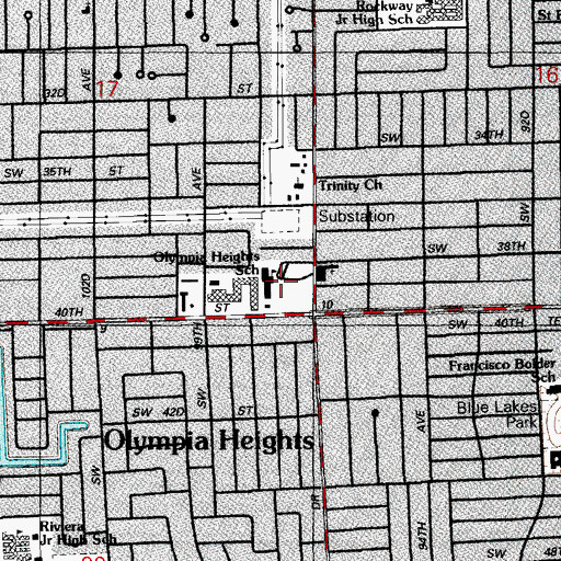 Topographic Map of Olympia Heights Elementary School, FL