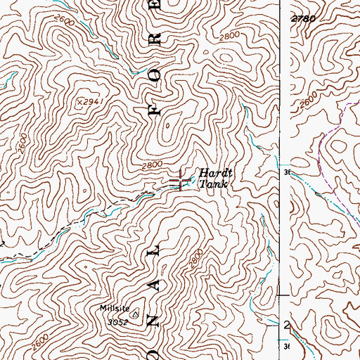 Topographic Map of Hardt Tank, AZ