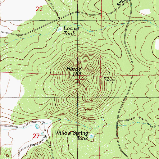 Topographic Map of Hardy Hill, AZ