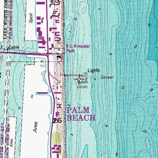 Topographic Map of Lake Worth Pier Obstruction Lights, FL