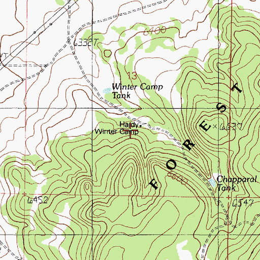 Topographic Map of Hardy Winter Camp, AZ