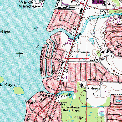 Topographic Map of Harbor View, FL