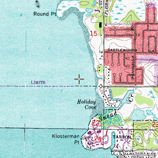 Topographic Map of Holiday Cove, FL