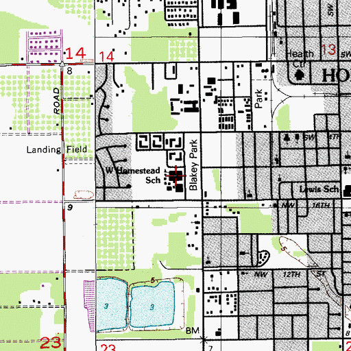 Topographic Map of West Homestead K - 8 Center, FL