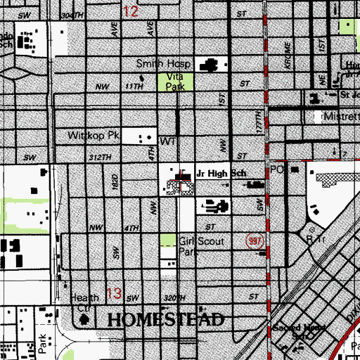 Topographic Map of Homestead Middle School, FL