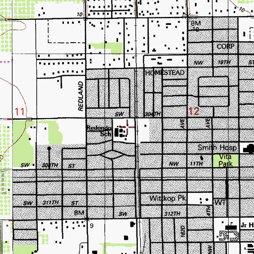 Topographic Map of Redondo Elementary School, FL