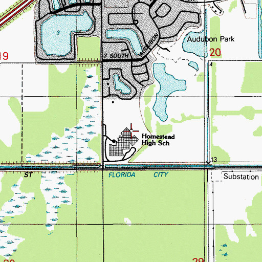 Topographic Map of Homestead Senior High School, FL