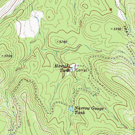 Topographic Map of Harolds Tank, AZ