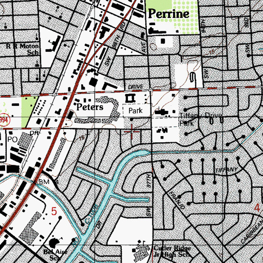 Topographic Map of Perrine Elementary School, FL