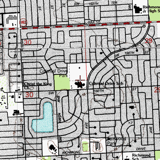 Topographic Map of Colonial Drive Elementary School, FL