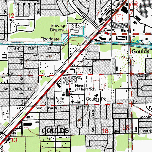 Topographic Map of Mays Junior High School, FL