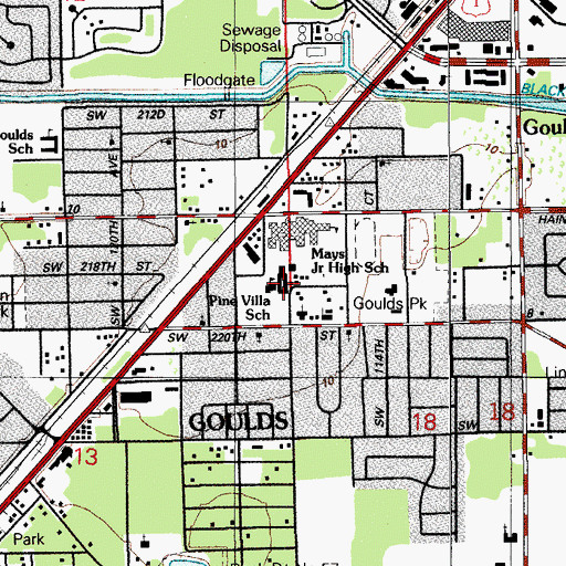 Topographic Map of Pine Villa Elementary School, FL