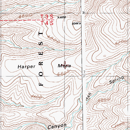 Topographic Map of Harper Mesa, AZ