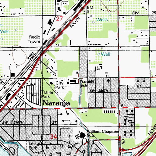Topographic Map of Naranja Elementary School, FL
