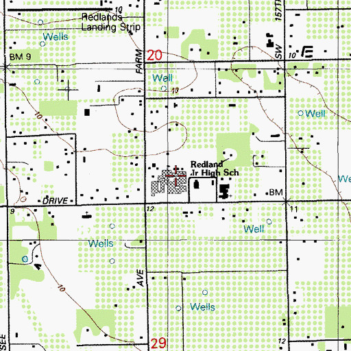 Topographic Map of Redland Middle School, FL