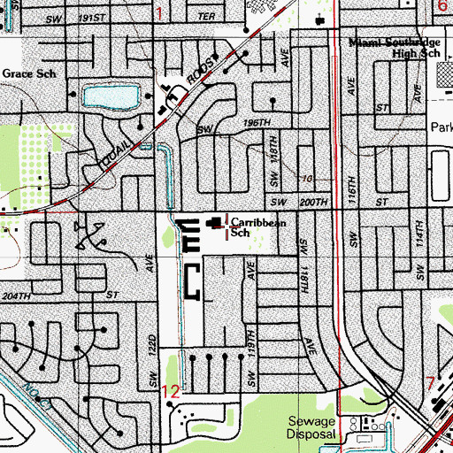 Topographic Map of Caribbean Elementary School, FL