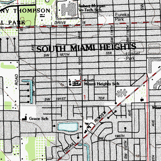 Topographic Map of South Miami Heights Elementary School, FL